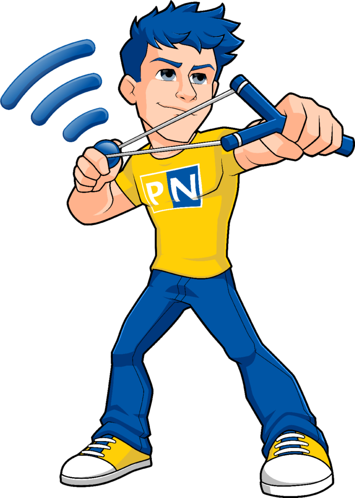 Character with Wi-Fi slingshot
