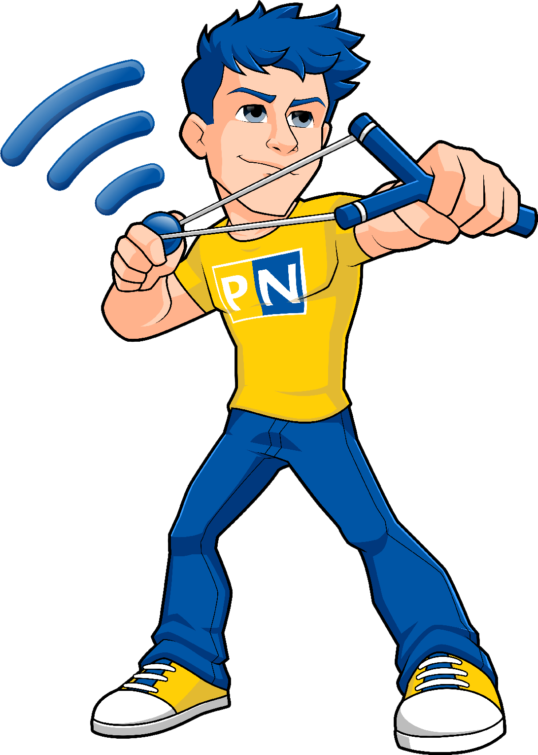 Character with Wi-Fi slingshot
