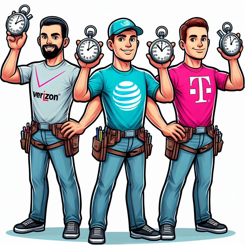 Cartoon of call phone technicians getting ready to throttle a customer